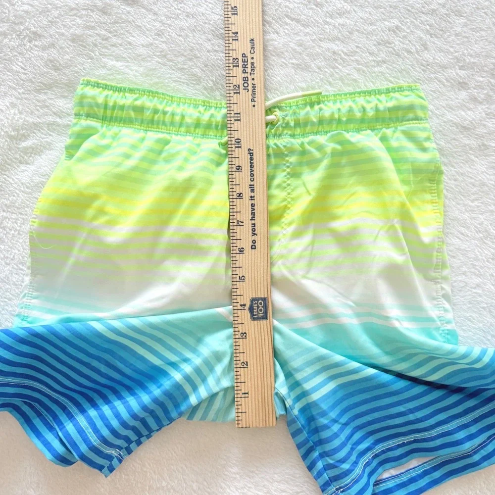 Cat & Jack Swim Trunks Boys XL 14 Blue Green Ombre Striped Board Shorts